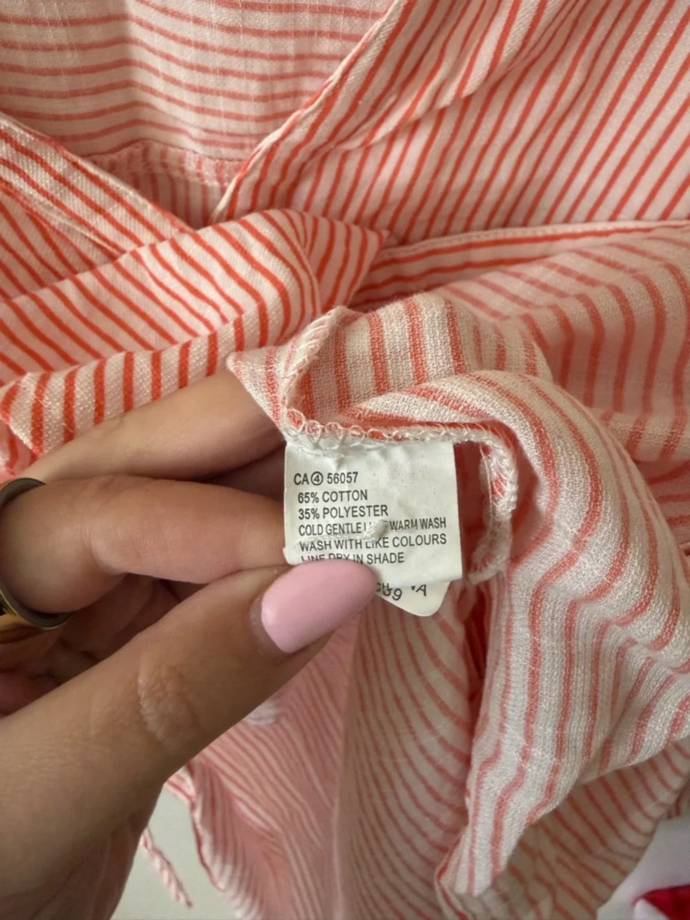 Petal & Pup Coral and White Striped Oversized Shirt - Picture 5 of 7